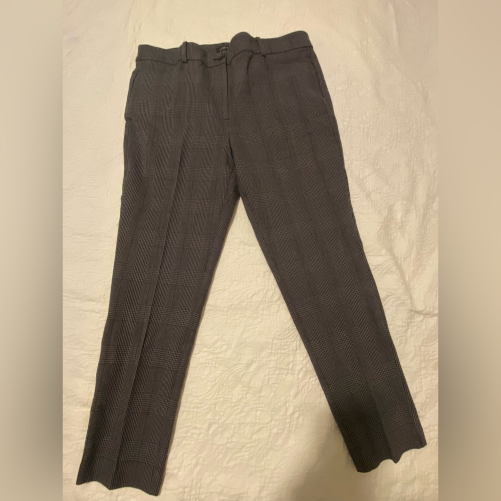 LOFT Glen Plaid Skinny Trousers – Gray Check Work Pant Size 14